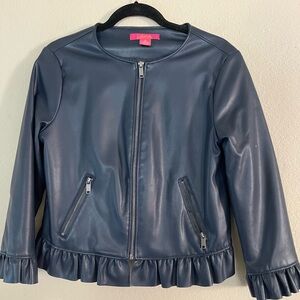 Faux leather jacket with detailed cuffs